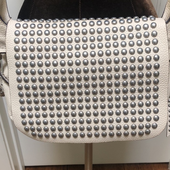 Coach Dakota Rivets Flap Top Chalk Leather Bag - Picture 2 of 12